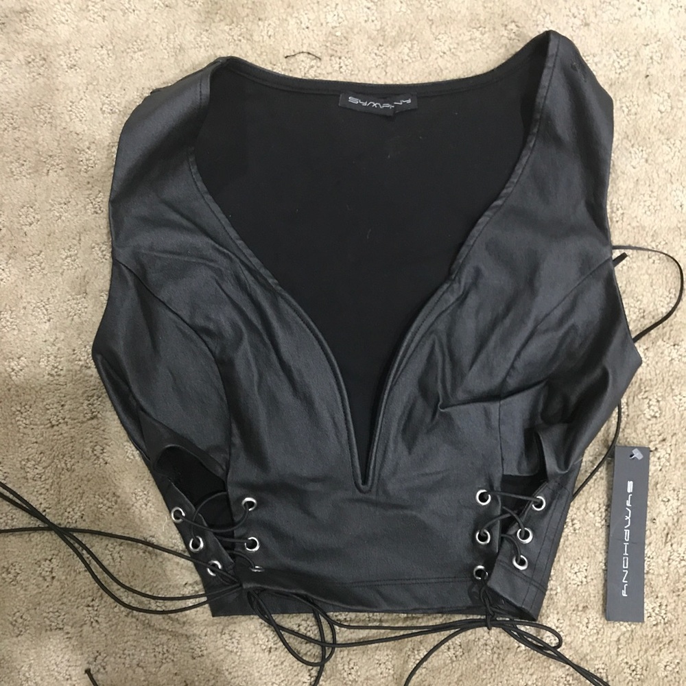 Black laced crop top